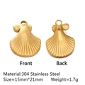 Golden 304 stainless steel shell pendants showing front and back for DIY jewelry - Scallop Shape - Gold (DY1063-2)