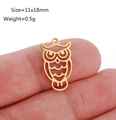 Polished golden stainless steel owl hollow pendant charm for DIY jewelry making 11x18mm - Owl Shape (DY1132-2 Gold)