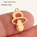 Golden baby pacifier pendant in polished stainless steel for DIY jewelry making - Gold Pacifier (DY1306-2)
