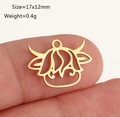 Golden highland cow charm pendant in 17x12mm stainless steel for DIY necklace making - Highland Cow Shaped (DY1295-2 Gold) / Gold