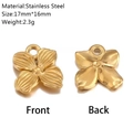 Pendentif fleur en acier inoxydable doré poli avec texture radiale pour bijoux DIY - Forme Fleur à Quatre Pétales (DY1174-2)
