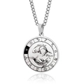 Silver Pisces zodiac spinning pendant necklace in stainless steel with a flat link chain - Pisces