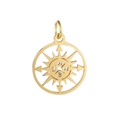 18K gold plated stainless steel hollow compass pendant with directional engraving - Gold