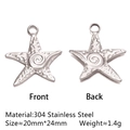 Silver starfish pendant charm in 304 stainless steel with textured finish for DIY jewelry - Hammered Starfish - Silver (DY1055-1)