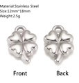 Pendentif trèfle à quatre feuilles en acier inoxydable argenté pour bijoux DIY - Forme Trèfle à Quatre Feuilles Rond (DY1203-1)