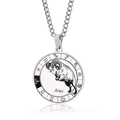 Silver Aries zodiac pendant necklace with spinning disc design and steel chain - Aries