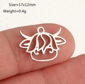 Silver stainless steel highland cow pendant for DIY jewelry making, size 17x12mm - Highland Cow Design (DY1295-1 Silver) / Silver