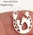 Gepolijst roestvrij staal hoefijzer en paardenhoofd hanger voor DIY sieraden, 12x13mm - Hoefijzer Paard Combo (DY1299-1)