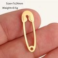 Golden safety pin pendant in stainless steel with a mirror finish, 7x24mm size - Gold Safety Pin (DY1305-2)