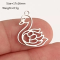 Swan shaped hollow pendant in silver stainless steel, measures 17x16mm for DIY jewelry - Swan Shape (DY1293-1 Silver) / Silver