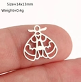 Polished silver stainless steel butterfly charm with heart cutout, size 14x13mm - Hollow Butterfly (DY1371-1 Steel)