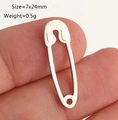 Silver stainless steel safety pin pendant 7x24mm for DIY jewelry making and necklaces - Silver Safety Pin (DY1305-1)