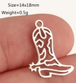 Western cowboylaars bedeltje in zilver rvs, maat 14x18mm en gewicht van 0,5 gram - Cowboylaars Vorm (DY1300-1)