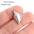 Silver conch shell pendant for DIY jewelry making, 13x22mm stainless steel sea charm - Conch Style (DY1092-1)