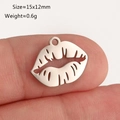 Delicate hollowed-out silver lip pendant charm in stainless steel measuring 15x12mm - Lip Shape (Silver DY1294-1)