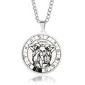 Silver stainless steel Gemini zodiac coin necklace with rotating double-sided pendant - Gemini