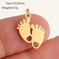 Golden baby footprint charm with heart cutout in 13x16mm size for DIY jewelry - Gold Footprint (DY262-2)