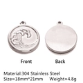 Silver 304 stainless steel ocean wave charm pendant for DIY jewelry making - Wave Disc - Silver (DY1064-1)