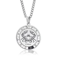 Silver stainless steel Cancer zodiac pendant necklace with a polished spinning disk design - Cancer