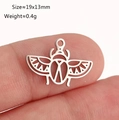 Ciondolo scarabeo traforato in acciaio inossidabile argento, 19x13mm per creazioni gioielli - Forma di Scarafaggio (DY1369-1 Acciaio)