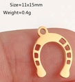 Gouden hoefijzer hanger van gepolijst roestvrij staal voor DIY-sieraden 11x15mm - Hoefijzer Vorm (DY693-2)