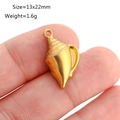 Gold stainless steel conch shell pendant for DIY jewelry, size 13x22mm and 1.6g weight - Conch Style (DY1092-2)