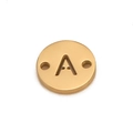 8mm Gold Edelstahl DIY Buchstabe A Anhänger Verbinder mit Doppelloch für Schmuckherstellung - Buchstabe A (DX018-A)