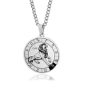 Silver Leo zodiac pendant necklace in stainless steel with rotating constellation disc - Leo