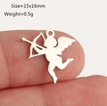 Cupid angel charm in stainless steel for DIY jewelry making measures 15x16mm - Little Angel Cupid Design (DY1291-1 Silver)