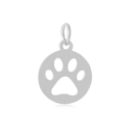 Silver stainless steel round pendant featuring a minimalist hollow paw print design - Round Cat Paw Steel Color