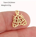 Ciondolo a farfalla in acciaio inossidabile dorato 13x14mm per creazione gioielli - Farfalla Insetto Traforata (DY1368-2 Oro)
