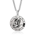 Polished stainless steel Virgo zodiac spinning pendant necklace in silver finish - Virgo