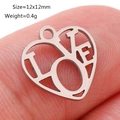 Herz-Anhänger LOVE aus Edelstahl in Silber für DIY-Schmuck, 12x12mm Bastelzubehör - Herz LIEBE Hohl (DY387-1)