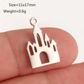 Silver stainless steel fairy tale castle charm pendant for DIY jewelry 11x17mm - Castle Shape (DY1290-1 Silver)