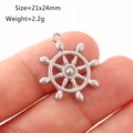 Silver stainless steel ship wheel charm pendant for DIY jewelry making 21x24mm - Ship Wheel Style (DY1114-1)
