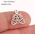 Ciondolo insetto falena in acciaio inossidabile lucido, design traforato, 13x14mm - Farfalla Insetto Traforata (DY1368-1 Acciaio)