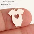 Rose gold stainless steel baby onesie pendant with heart cutout, 13x14mm size - Silver Onesie (DY1304-1)