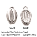 Front and back views of 304 stainless steel conch shell pendant for DIY jewelry making - Conch Shape - Silver (DY476-1)