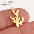Golden coral charm in stainless steel for DIY jewelry, measuring 12x18mm and weighing 0.5g - Coral Shape (DY1288-2 Gold)
