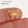 Ciondolo a farfalla traforato in acciaio inossidabile dorato con misura 11x14mm - Ciondolo Farfalla Traforato (DY402-2 Oro)