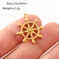Golden stainless steel ship wheel nautical pendant for DIY jewelry 21x24mm - Ship Wheel Style (DY1114-2)