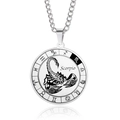 Silver Scorpio zodiac pendant necklace in polished stainless steel for men and women - Scorpio