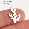 Silver coral pendant in stainless steel, dimensions 12x18mm weighing 0.5g for jewelry DIY - Coral Shape (DY1288-1 Silver)