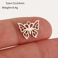 Ciondolo farfalla traforata argento, accessorio gioielli fai-da-te acciaio 11x14mm - Ciondolo Farfalla Traforato (DY402-1 Acciaio)