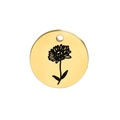 Gouden roestvrijstalen ronde hanger met gegraveerde madeliefje geboortebloem patroon - November (Chrysant)