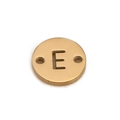 8mm gold circular stainless steel jewelry connector charm with hollow letter E design - Letter E (DX018-E)