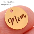 Goldener Edelstahl-Anhänger Mom für DIY-Schmuck, 12x12 mm für Halsketten und Armbänder - Runder Mom-Buchstabe (DY672-2)