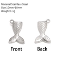 Pendentif queue de sirène en acier inoxydable argenté pour bijoux DIY, 10mm sur 18mm - Style Queue de Poisson (DY1155-1)