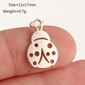 Ladybug stainless steel pendant with silver mirror polish and cutout dot design - Ladybug Shape (DY1289-1 Silver)