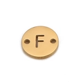 Golden stainless steel letter F pendant connector with double holes for DIY jewelry - Letter F (DX018-F)